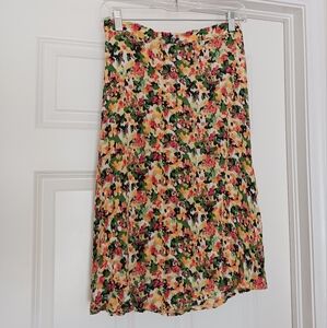 Jaclyn Smith Size Small Skirt with Yellow, Orange, and Green Watercolor Pattern
